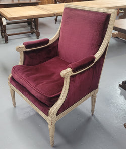 Louis 16th Style Painted High Back Upholstered Chair With Velvet Fabric | Antique & Vintage | Moonee Ponds Antiques | Australia Wide Delivery