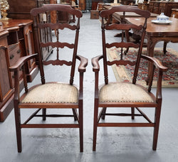 Pair of Mahogany Cottage Arm Chairs With Ladder Back | Antique & Vintage | Moonee Ponds Antiques | Australia Wide Delivery
