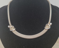 Italian Sterling Silver Woven Double Heart Necklace | Antique & Vintage | Moonee Ponds Antiques | Australia Wide Delivery