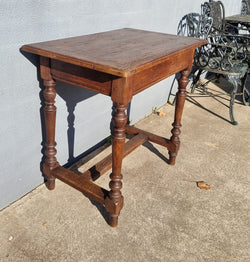 Rustic French Oak Side Table-Desk with Turned Legs | Antique & Vintage | Moonee Ponds Antiques | Australia Wide Delivery