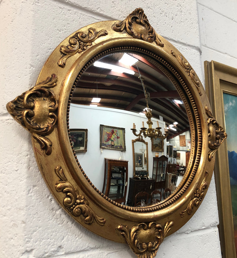 Wooden Antique Gilt Frame Convex Mirror