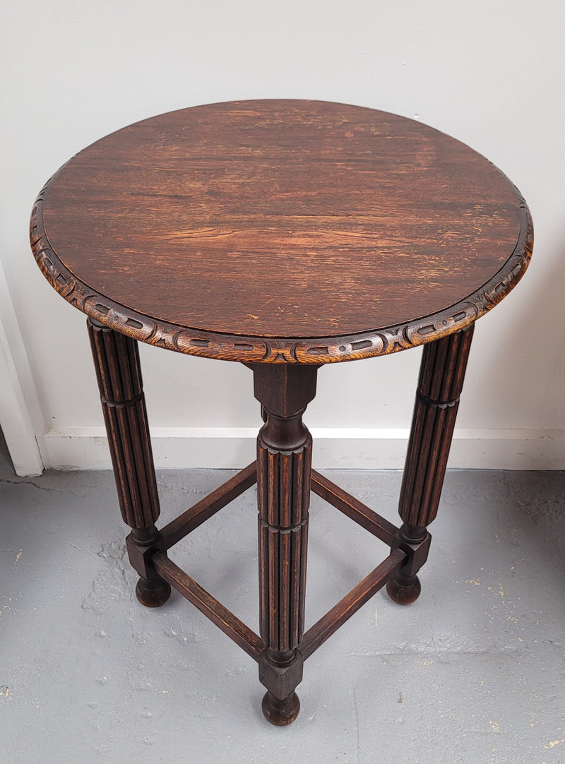 Round Tudor Oak Occasional Table Circ: 1930;s In good detailed condition.