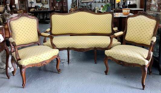Louis XV Sytle Walnut Lounge Suite