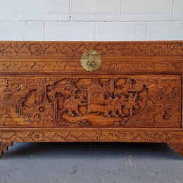 Beautifully Carved Large Storage Chest. Sourced locally and  is in good detailed condition.