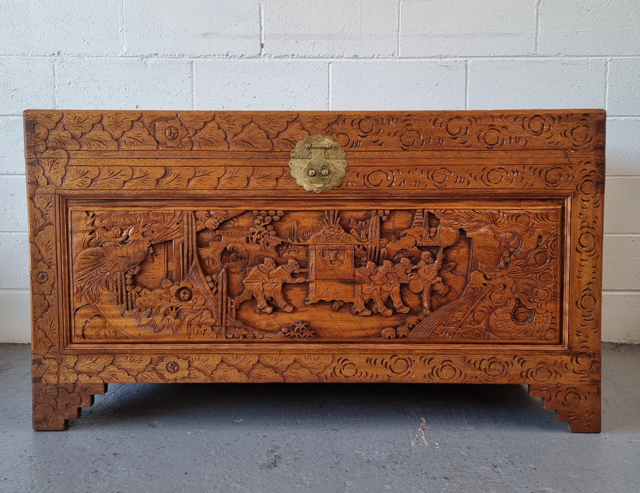 Beautifully Carved Large Storage Chest. Sourced locally and  is in good detailed condition.