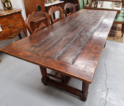 Striking Reclaimed Timber Rustic Oak Farmhouse Table | Antique & Vintage | Moonee Ponds Antiques | Australia Wide Delivery