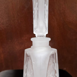 Charming Intaglio Glass Vintage Perfume Bottle and Stopper.