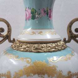 French White and Turquoise Ace Decor De Paris Porcelain Vase | Antique & Vintage | Moonee Ponds Antiques | Australia Wide Delivery