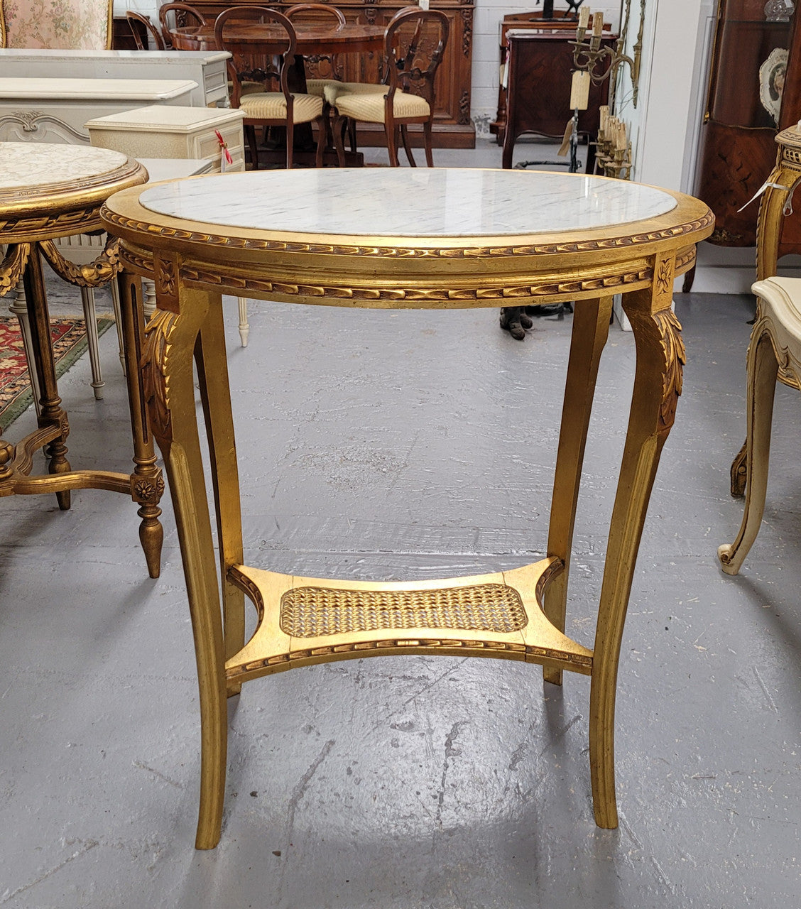 Impressive French Oval Louis XVI Style Gilt & White Marble Topped Side Table | Antique & Vintage | Moonee Ponds Antiques | Australia Wide Delivery