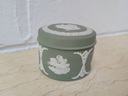 Vintage Classical Design Green Jasper “Wedgwood” Round Lidded Trinket Box | Antique & Vintage | Moonee Ponds Antiques | Australia Wide Delivery