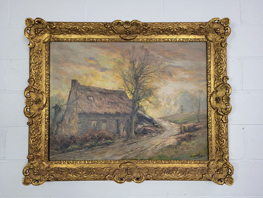 A stunning signed French oil on canvas impressionist painting in a beautiful gilt frame. In good original detailed condition.