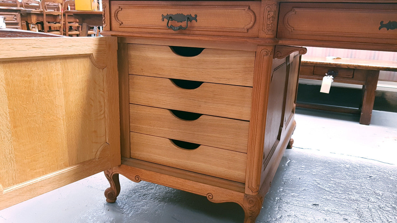 Louis XV Style Full Partners Desk With Parquetry Top | Antique & Vintage | Moonee Ponds Antiques | Australia Wide Delivery