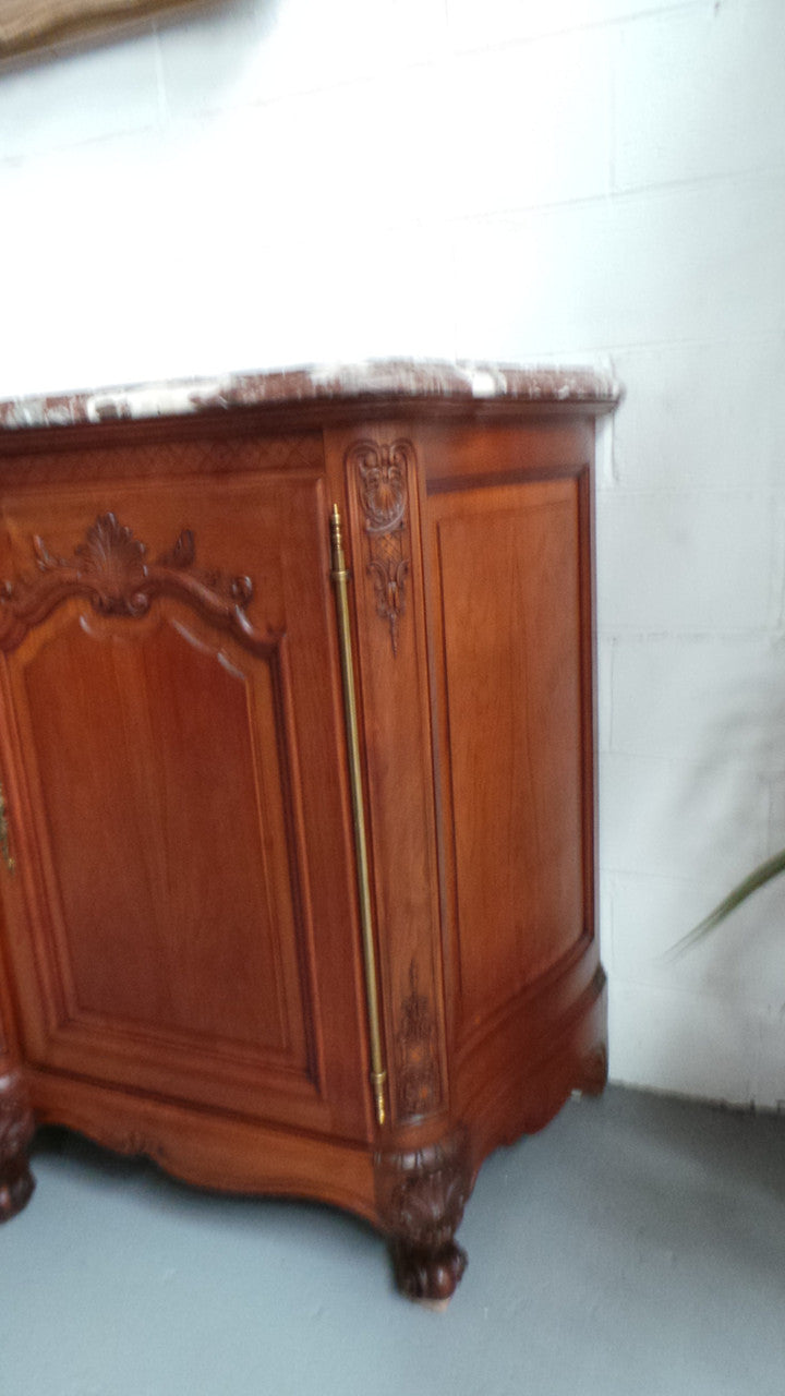 A Superb French Louis XV Style Cherry Wood Marble Top Sideboard | Antique & Vintage | Moonee Ponds Antiques | Australia Wide Delivery