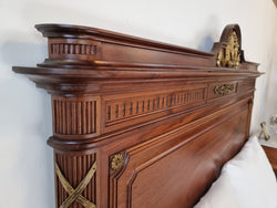 Louis XVI Style Mahogany Queen Size Bed On Original Castors | Antique & Vintage | Moonee Ponds Antiques | Australia Wide Delivery