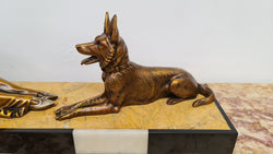 Art Deco Sculpture of Lovely Seated Lady with German Shepherd | Antique & Vintage | Moonee Ponds Antiques | Australia Wide Delivery