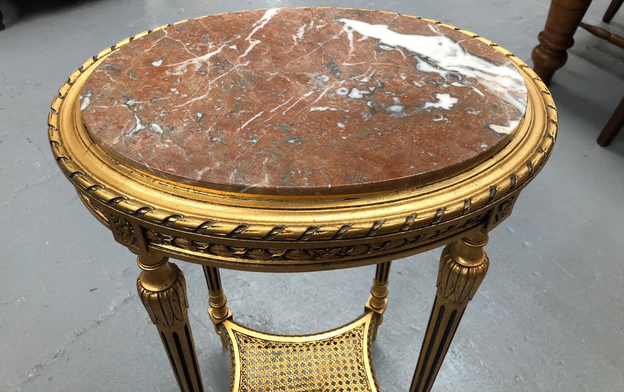 Antique French Louis XVI Style Gilt & Ebonized & Marble Top Side Table | Antique & Vintage | Moonee Ponds Antiques | Australia Wide Delivery