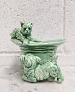 Sylvac Green Cat & Dog on Top Hat No. 1484 | Antique & Vintage | Moonee Ponds Antiques | Australia Wide Delivery