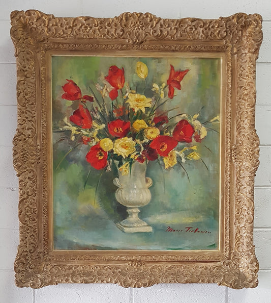 Fabulous large French Floral Oil Painting