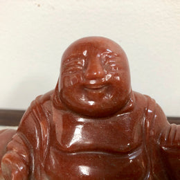 Vintage Carved Agate Buddha on bespoke wooden stand