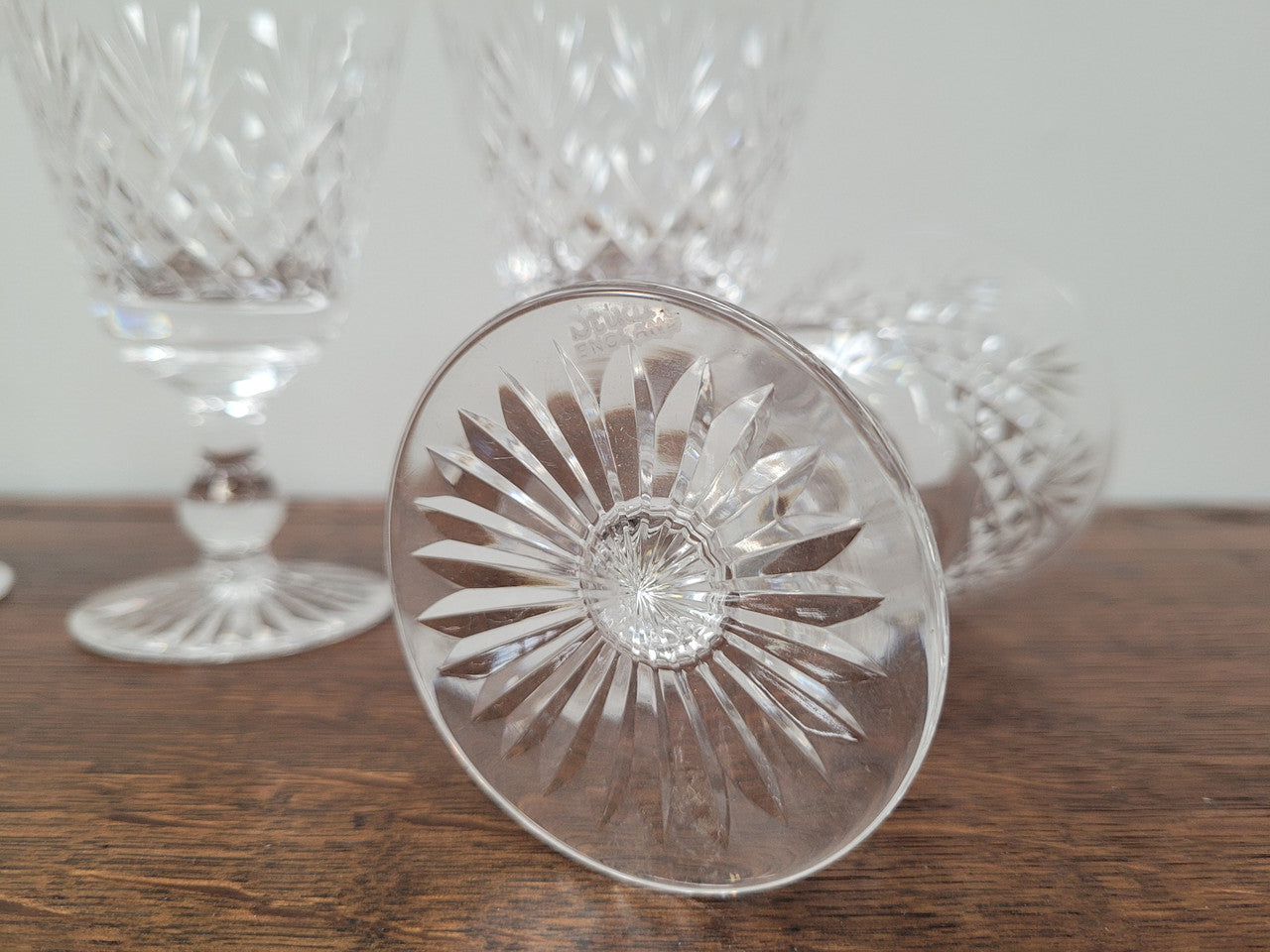 Set of six Stuart crystal “Henley” pattern wine glasses. In good original condition with no chips or cracks.