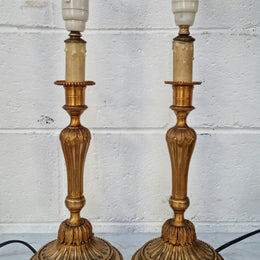 Beautiful Pair of French Gilt Bronze Lamps