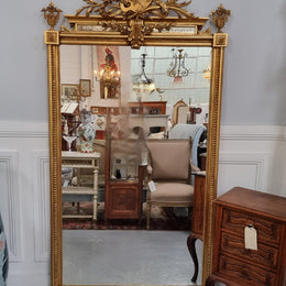 Beautifully Carved and Decorated Antique Gilt Napoleon III Louis XVI Style Gilt Overmantel Mirror