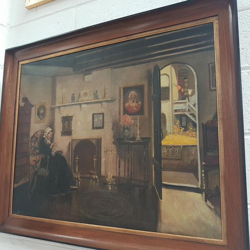 Sourced from France is this beautiful framed oil on canvas painting. Painting is titled the whistlers mother. Is in good original condition.