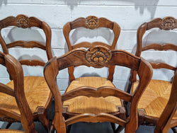 Set of Six French Cherrywood Rush Seat Dining Chairs | Antique & Vintage | Moonee Ponds Antiques | Australia Wide Delivery