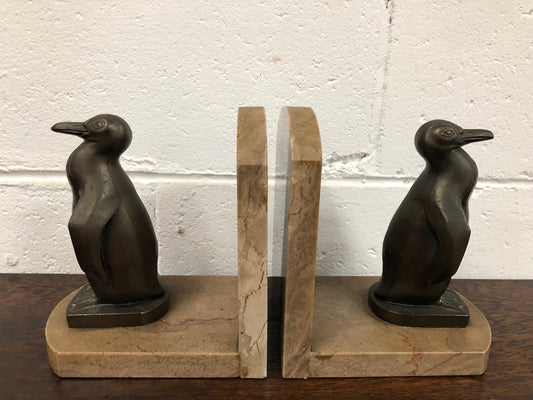 Amazing Pair Of French Art Deco Bronze Penguin Bookends
