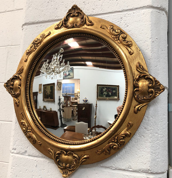 Wooden Antique Gilt Frame Convex Mirror