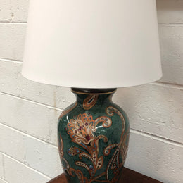 A Lovely Hand-painted Table Lamp With White Shade