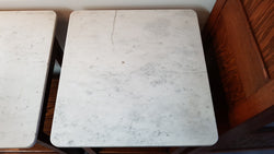 Pair Of French Oak & White Marble Top Bedsides | Antique & Vintage | Moonee Ponds Antiques | Australia Wide Delivery