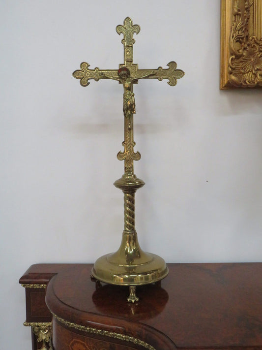 Antique French Brass Crucifix