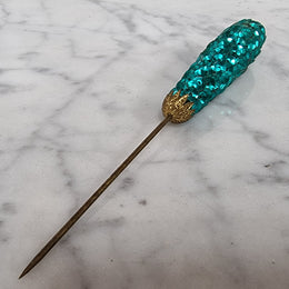 Art Deco Blue Sequin Hat Pin