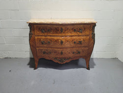 French Three Drawer Marquetry Inlaid Marble Top Commode | Antique & Vintage | Moonee Ponds Antiques | Australia Wide Delivery
