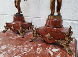 Pair of Highly Decorative French Cherub Candelabras With Bronzed Metal & Marble | Antique & Vintage | Moonee Ponds Antiques | Australia Wide Delivery