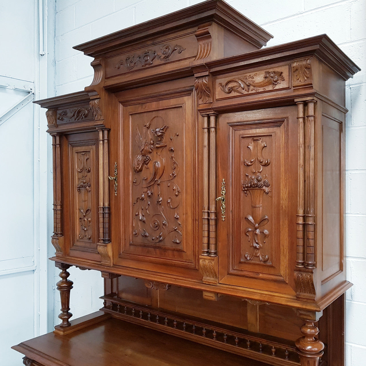 French Walnut Henry II Style Sideboard/Buffet With Superb Carving