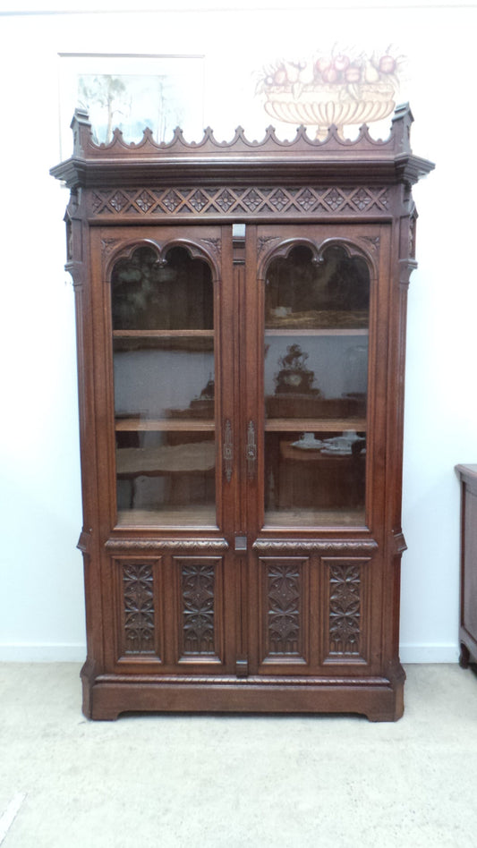 Rare Antique Gothic Style Bookcase