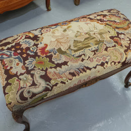 Antique French Louis XV Style Tapestry Stool