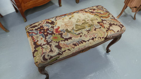 Antique French Louis XV Style Tapestry Stool