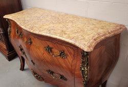 ** ON HOLD** Louis XV Style Two Drawer Marquetry Inlaid Kingwood Marble Top Commode | Antique & Vintage | Moonee Ponds Antiques | Australia Wide Delivery
