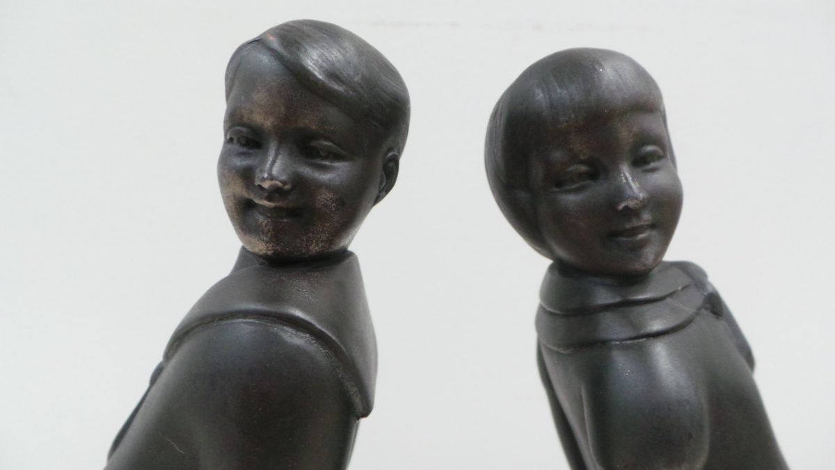 A Pair Of French Art Deco Bronze Metal Signed "MILO" Bookends | Antique & Vintage | Moonee Ponds Antiques | Australia Wide Delivery