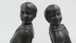 A Pair Of French Art Deco Bronze Metal Signed "MILO" Bookends | Antique & Vintage | Moonee Ponds Antiques | Australia Wide Delivery