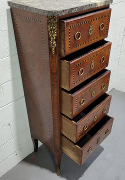Louis XIV Style Tall Chest of Five Drawers With Marble Top | Antique & Vintage | Moonee Ponds Antiques | Australia Wide Delivery