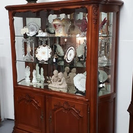 French Cherry Wood Louis XV Style Vitrine