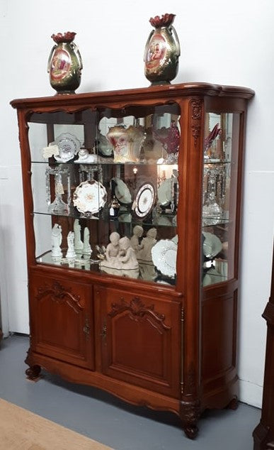 French Cherry Wood Louis XV Style Vitrine