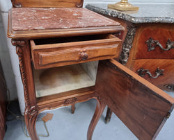 Single Louis 15th Inset Marble Bedside Cabinet | Antique & Vintage | Moonee Ponds Antiques | Australia Wide Delivery
