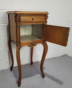 Single French Louis XV Style Walnut Inset Marble Top Bedside | Antique & Vintage | Moonee Ponds Antiques | Australia Wide Delivery