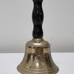 Wooden handled brass bell. It is in good original condition and has been sourced locally. Please view photos as they help form part of the description.