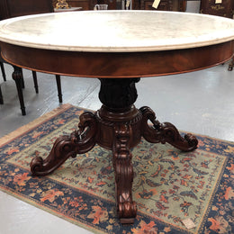 Mid 19th Century French Walnut White Marble Top Centre Table